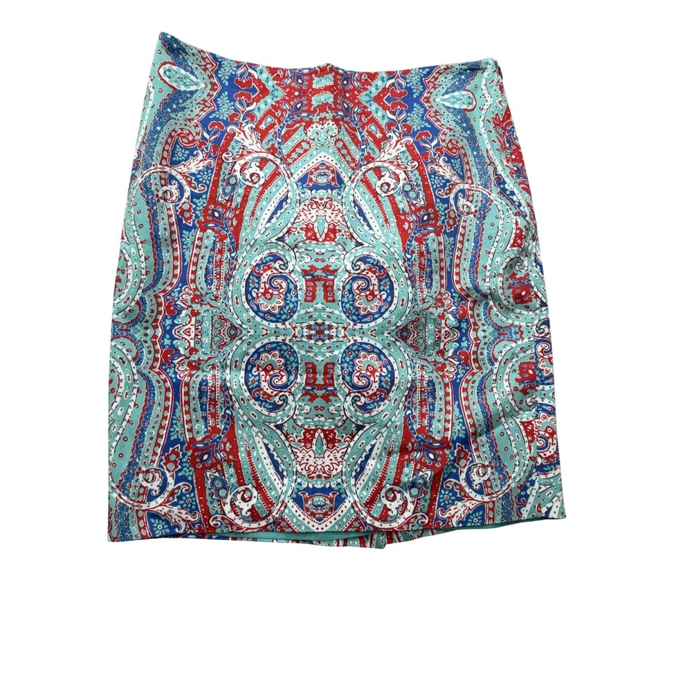 Jones New York Womens Skirt Size 10 Paisley Multicolor Stretch Lined‎ Knee